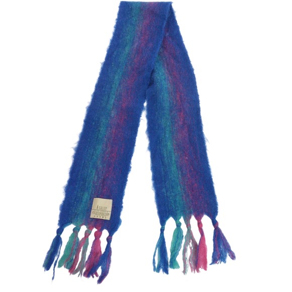 Ashley Accessories - Ashley Scarf Fuzzy Mohair Tassel Blue Mohair Women OS